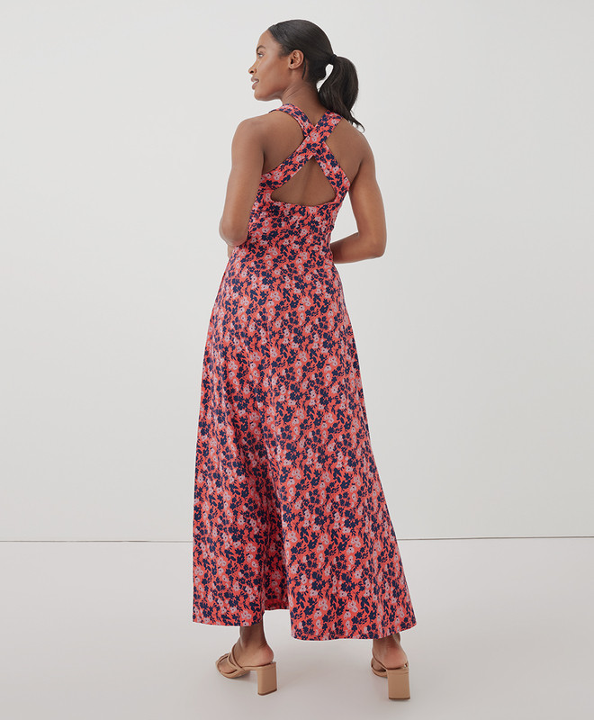Women’s Fit & Flare Open Back Maxi Dress made with Organic Cotton | Pact | Pact Apparel