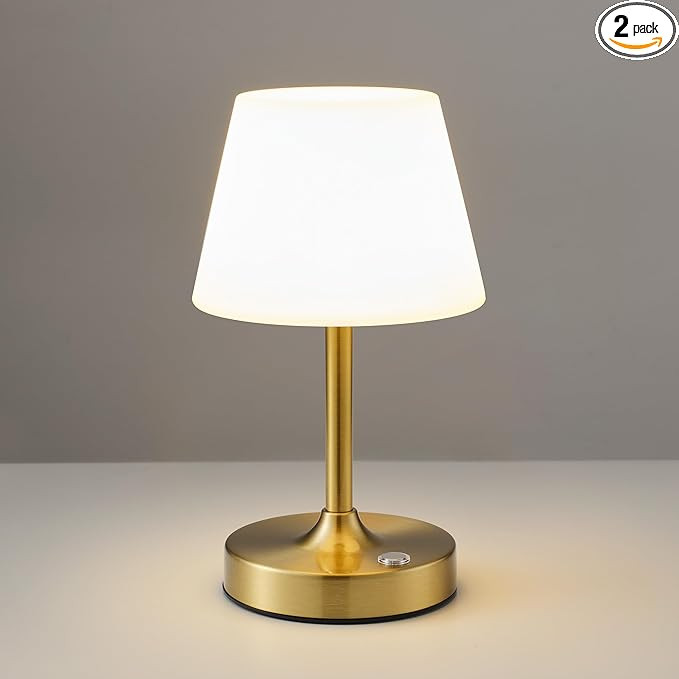 PUSU Cordless LED Gold Small Table Lamp, Waterproof Shower Light with 4000mAh Battery, Portable R... | Amazon (US)