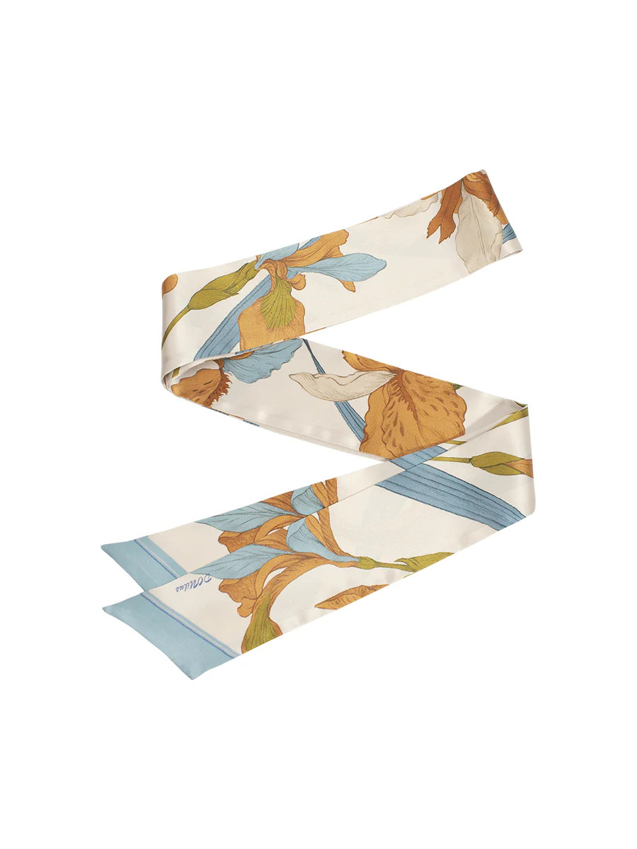 Chowxiaodou 16 Momme  Iris Silk neck bow -Orange | SimpleRetro