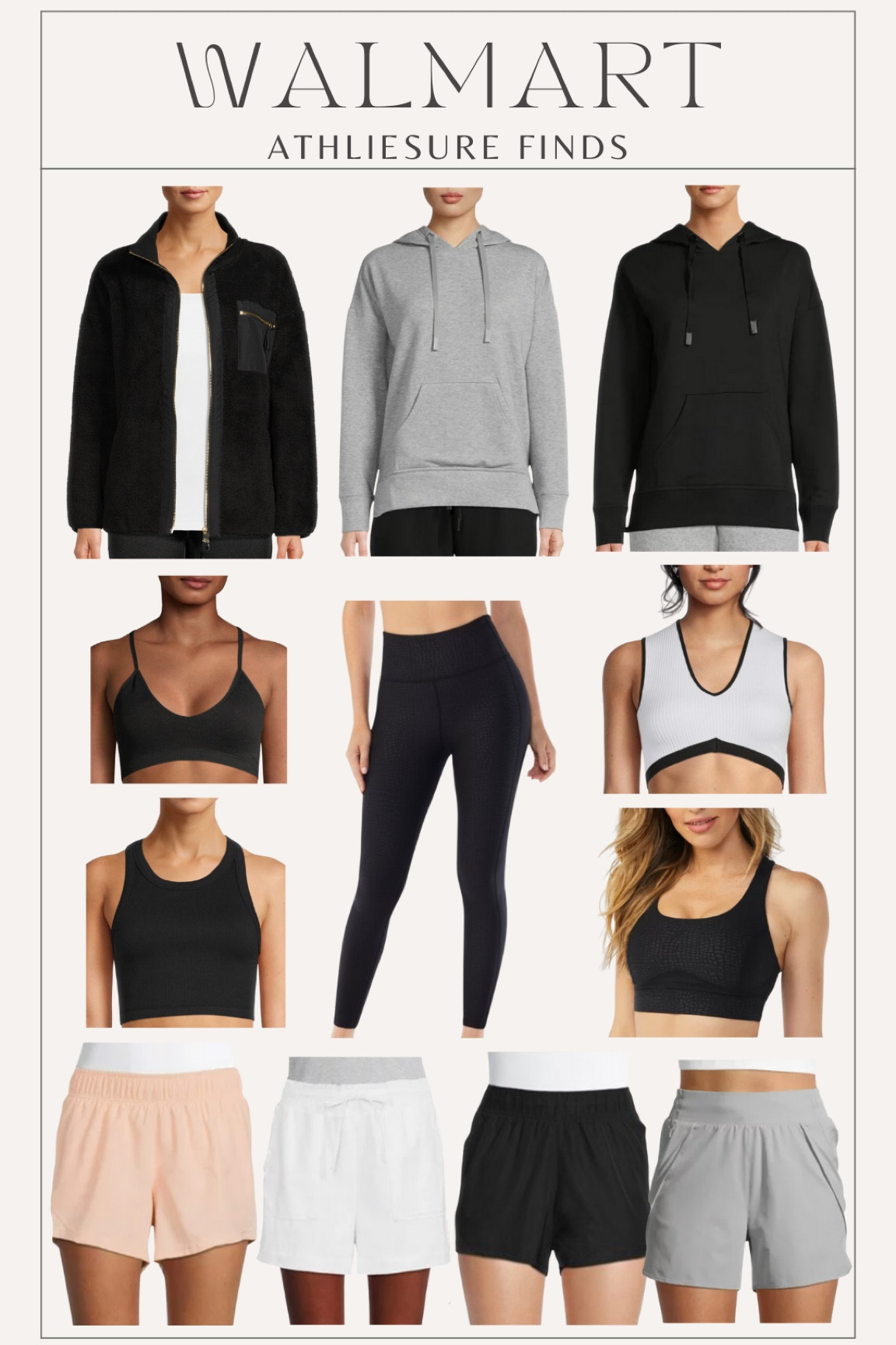 Walmart Athliesure Finds
#LauraBeverlin #Athliesure #Walmart #WorkOutClothes #GymClothes #SportsBra #Jackets #Shorts #Leggings #LTKunder50 

#LTKstyletip #LTKworkwear