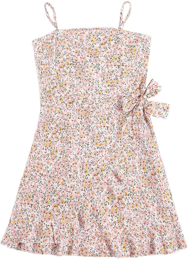 SOLY HUX Girl's Spaghetti Strap Dress Floral Print Sleeveless Summer Beach Casual Sundress A-line... | Amazon (US)