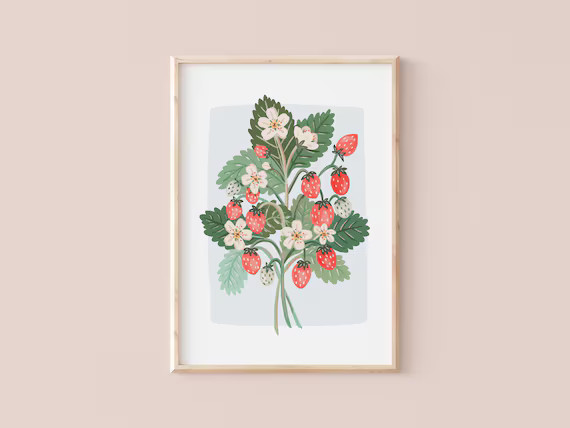 Strawberries | Botanical illustration | Art Print | Hoglet&Co | Etsy (US)