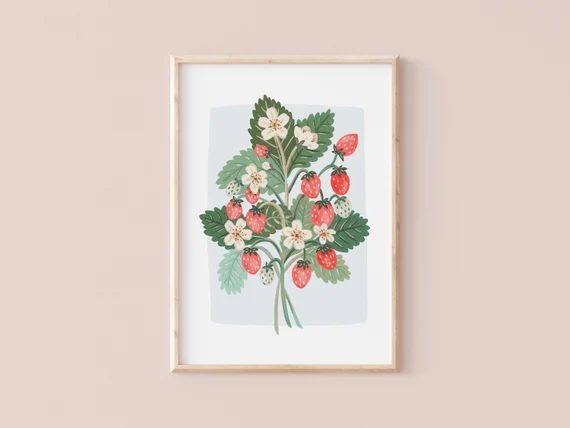 Strawberries | Botanical illustration | Art Print | Hoglet&Co | Etsy (US)