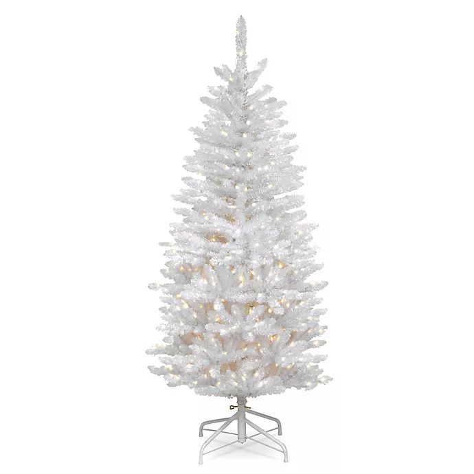 National Tree Company 4-1/2-Foot Pre-Lit Kingswood White Fir Pencil Artificial Christmas Tree | Bed Bath & Beyond