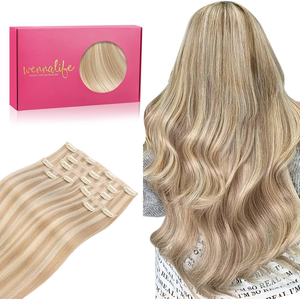 WENNALIFE Genius Seamless Clip in Hair Extensions Human Hair 130g 7pcs 18 Inch Ultra Invisible 50... | Amazon (US)
