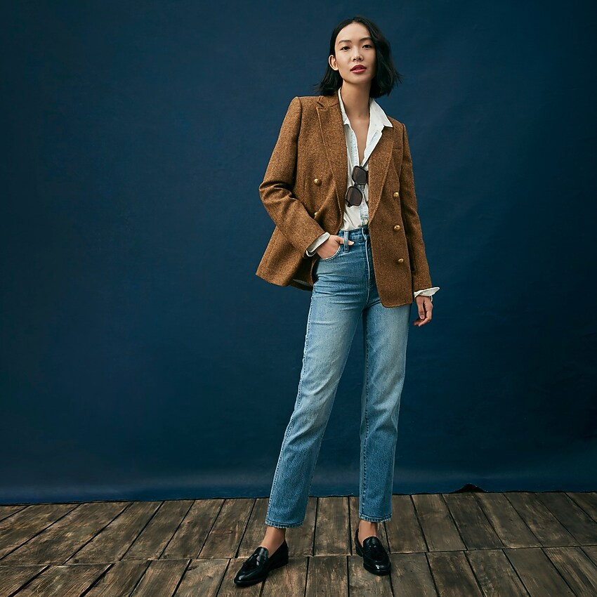 Double-breasted blazer in gold herringbone wool | J. Crew US