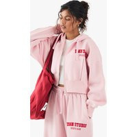 Womens Dsgn Studio Boxy Crop Zip Through Hoodie - Pink - S | boohoo (US & Canada)