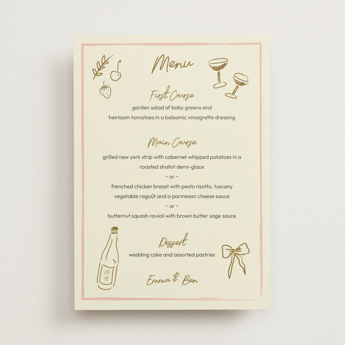 "Handwritten Letter" - Customizable Menus in Brown or Pink by Helena Vitto. | Minted