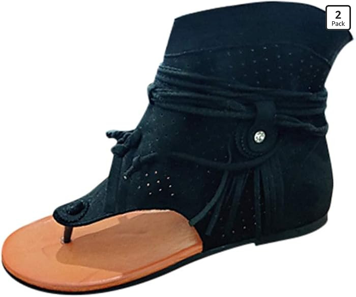 Casual Tassel Sandals for Women, Retro Bohemian Gladiator Fringe Sandals Flat Clip-Toe Flip-Flops... | Amazon (US)