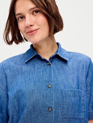 Button-Down Mini Shirt Dress | Old Navy (US)