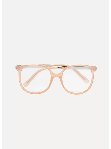 Chloé - Myrte Square-frame Acetate And Gold-tone Optical Glasses - Blush | NET-A-PORTER (UK & EU)