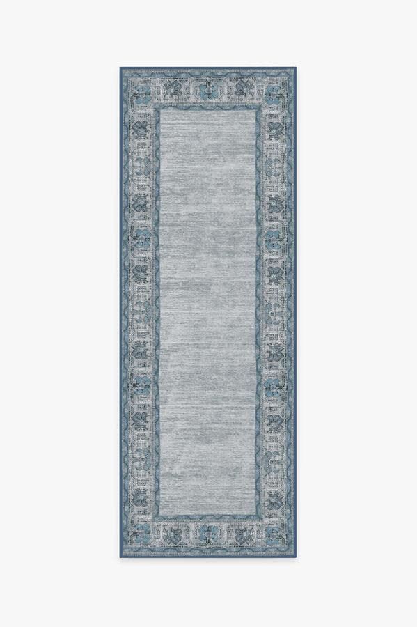 Vintage Daisy Bordered Blue Rug | Ruggable