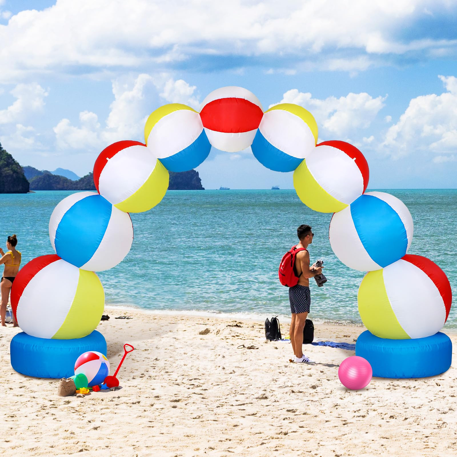 Inflatable Arch 8 ft Summer Beach Ball Party Arch Rainbow Arch Beach Party Decoration Inflatable ... | Amazon (US)