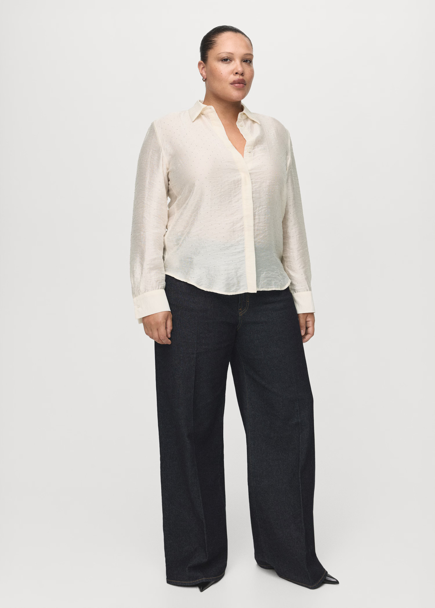 Satinhemd mit Strass | Mango EU