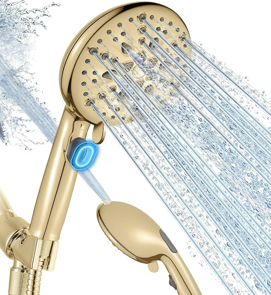 Cobbe 9 Spray Modes Handheld Shower Head, Water-Saving, Gold | Amazon (US)