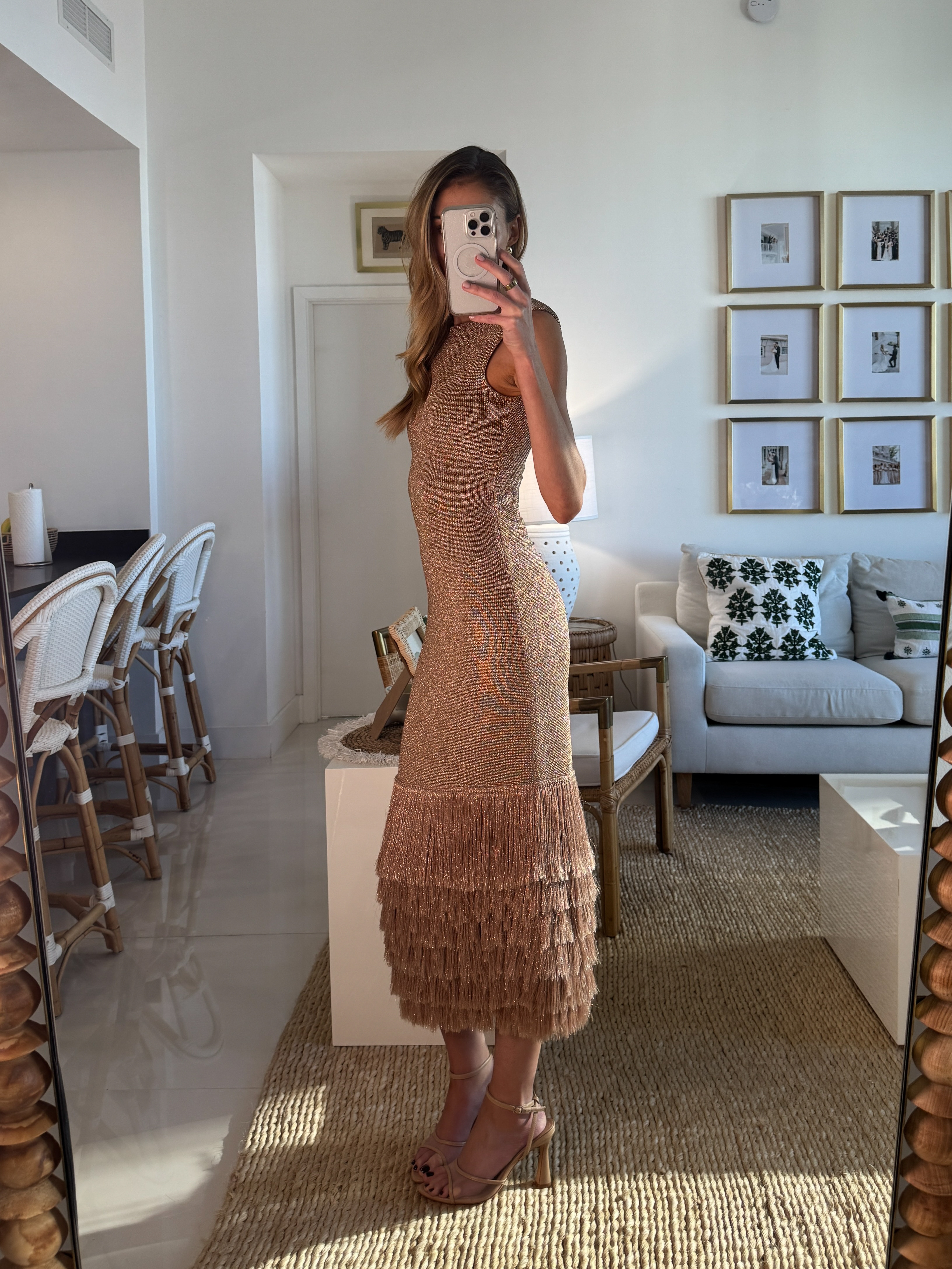 Aje Breeze Knit Gold Dress. 💫 Wearing a size XS. I’m 5’10” for reference. Tags: aje breeze knit gold dress, aje dress dupe, aje dress dupes, aje fringe dress dupe, gold midi dress, gold knit dress, fringe midi dress, fringe hem dress, metallic dress, holiday party dress, new years eve dress, festive dress, gold formal dress, going out dress