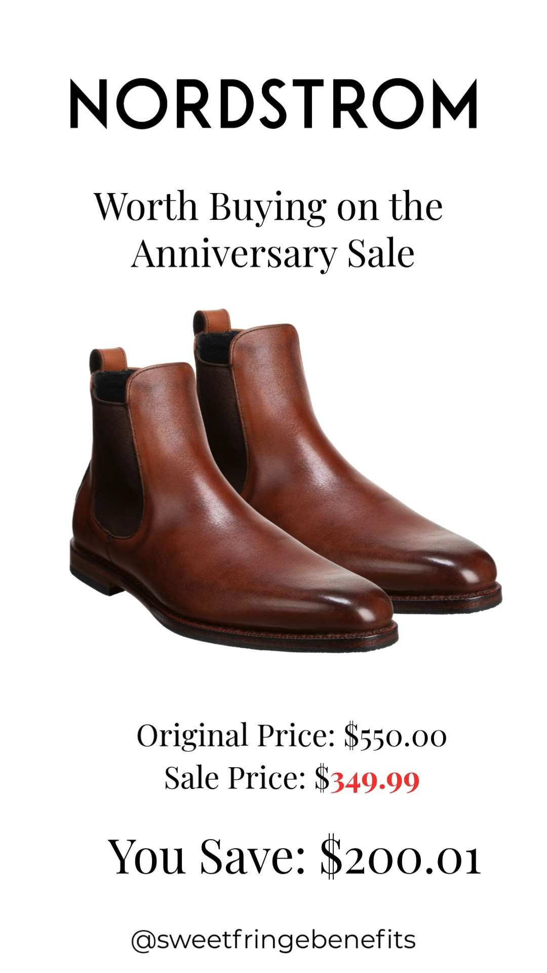 These men's leather Chelsea boots are one of the best investments in the Nordstrom Anniversary Sale! Crafted from premium leather with a timeless design, they're easy to wear with jeans, chinos, or dress pants for work or weekends. At $200 off, this is the best price of the year.

💡 LTK MADE EASY
❤️ Heart = Support my posts!
🔖 Save = Get sale & restock alerts
📋 Lists = Keep favorites organized
📲 Share = Send lists and products to a friend. Hello, Christmas List!
💬 Comment = Ask me anything about what I'm wearing.:-) 

 #LTKActive #LTKMens