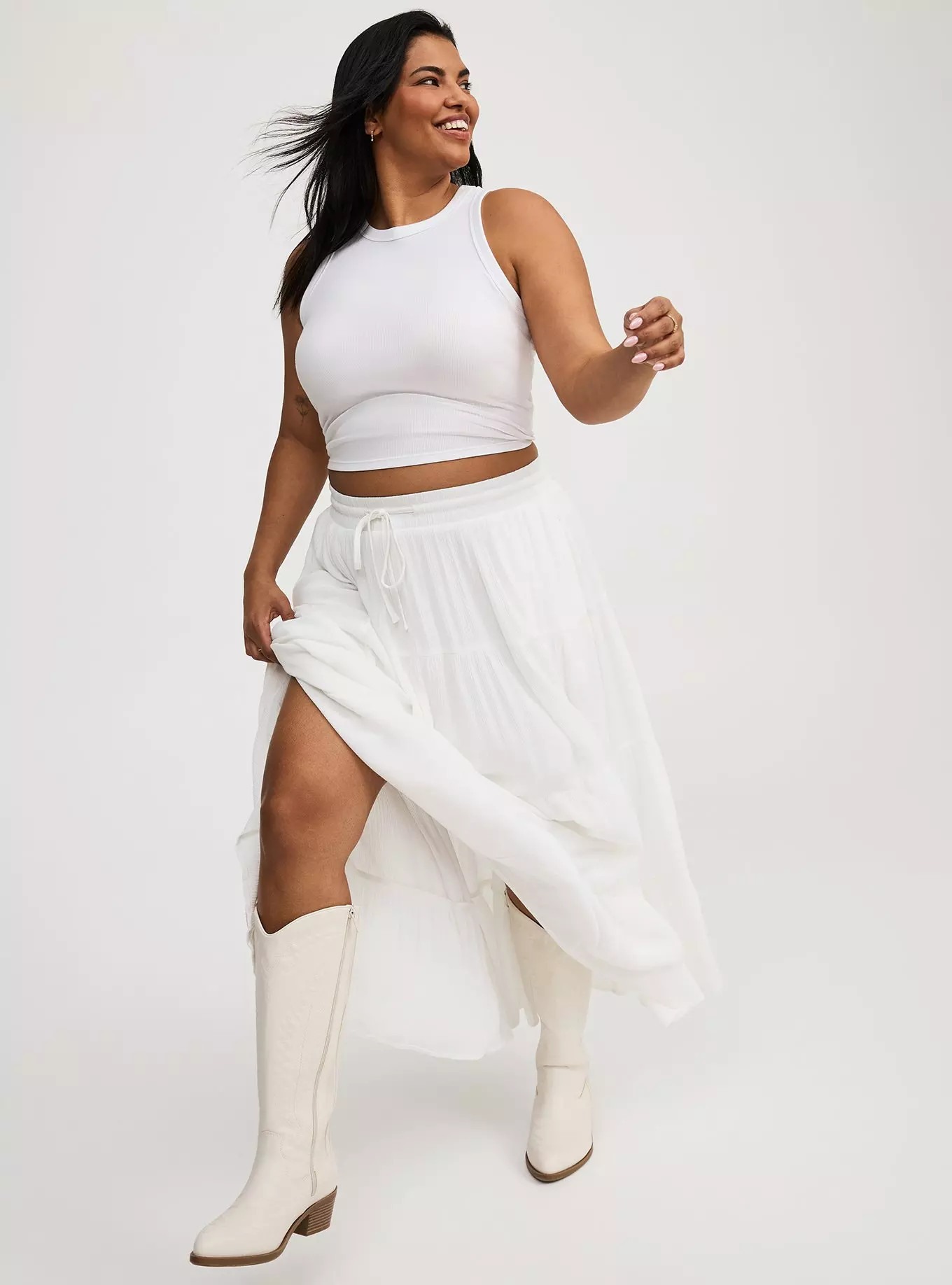 Shirred Tiered Maxi Skirt | Torrid (US & Canada)