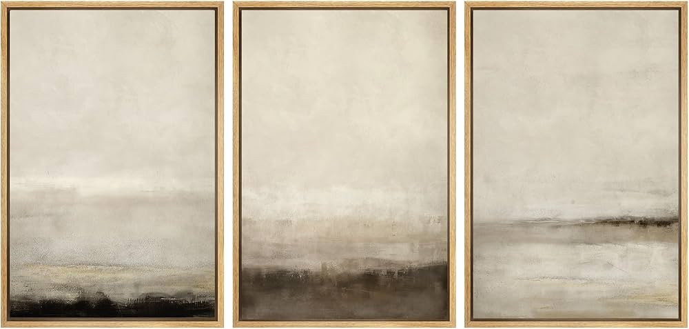 SIGNWIN Framed Canvas Print Wall Art Set Misty Horizons Tranquil Scenery in Monochrome Abstract M... | Amazon (US)