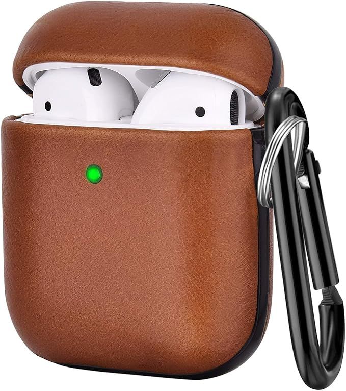 V-MORO Compatible with Airpods Case, Genuine Leather Airpods Case with Keychain for Airpods 2 & 1... | Amazon (US)