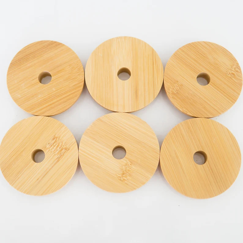 Wide Mouth Bamboo Lid  | Mason Jar Lid with Straw Hole | Bamboo Mason Jar Lid | Etsy (US)