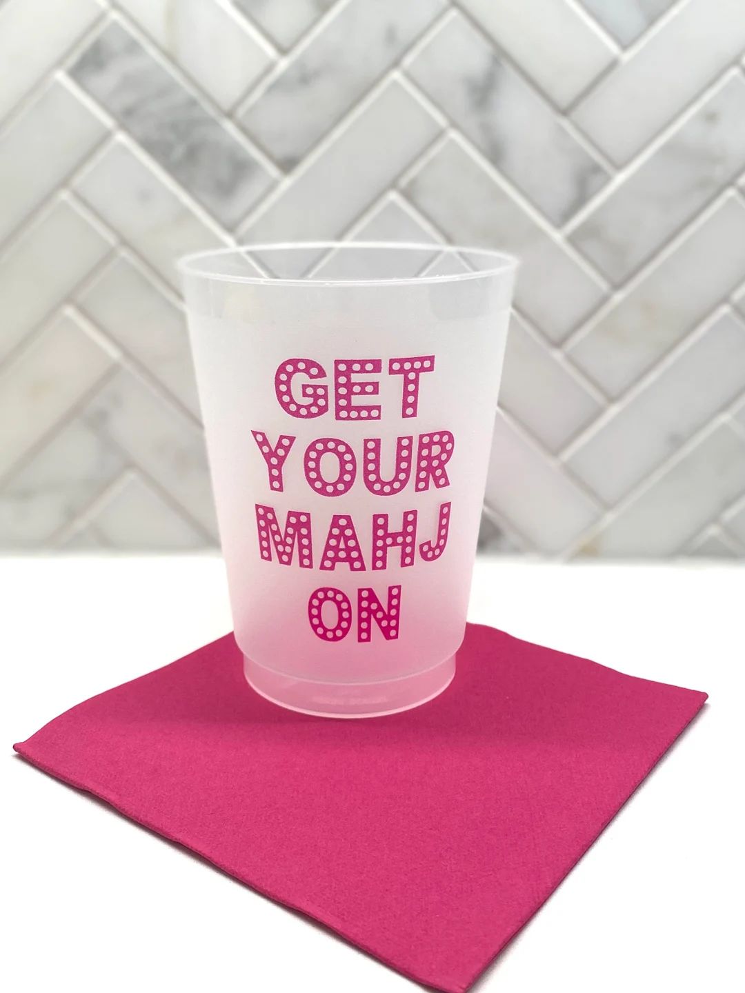 Mahjong Madness 10 16oz Plastic Cups Printed in Bright Pink - Etsy | Etsy (US)
