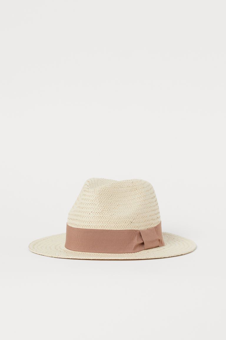 H & M - Straw hat with grosgrain band - Beige | H&M (UK, MY, IN, SG, PH, TW, HK)
