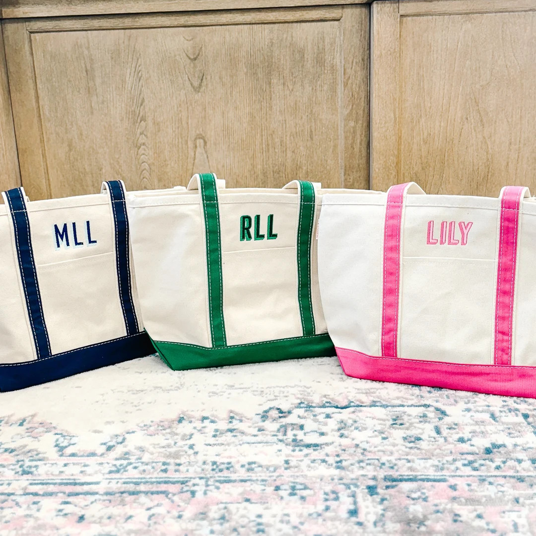 Embroidered Monogrammed Boat Tote Bag Gift for Her, Gift for Mom, Bridesmaid Gift, Bride Gift, Tr... | Etsy (US)