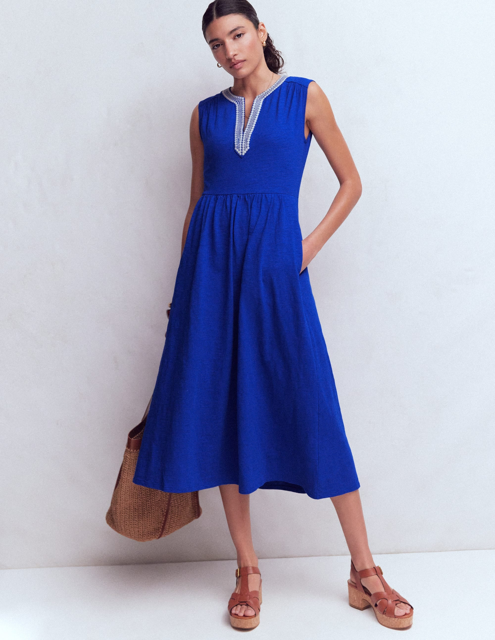May Jersey Midi Dress-Bright Blue | Boden UK