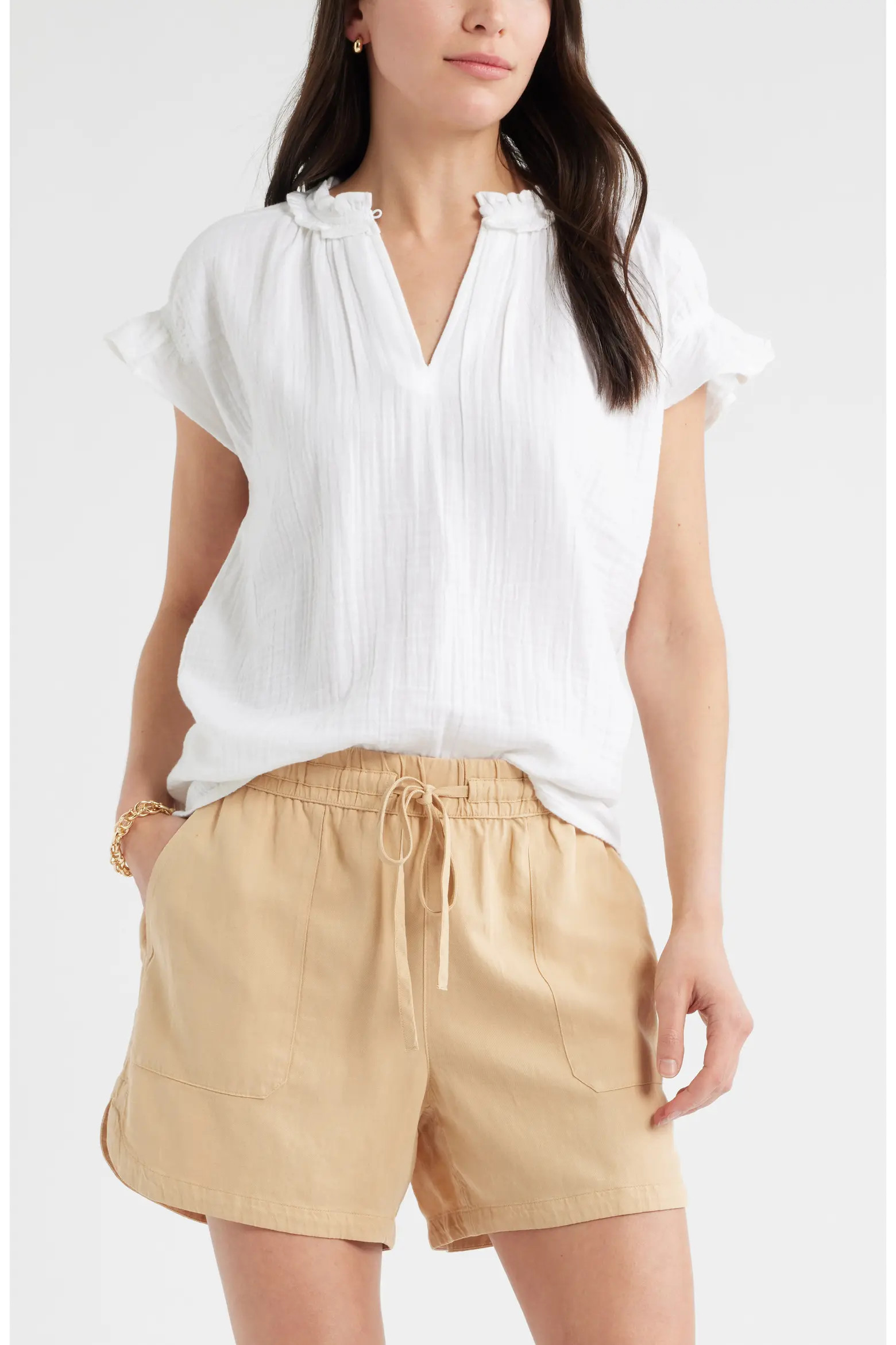Ruffle Cotton Gauze Top (Women) | Nordstrom | Nordstrom