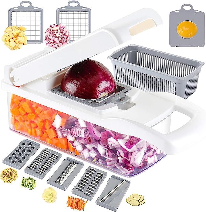 Ourokhome Onion Chopper Vegetable Dicer - 7 Blades Mandolin Slicer Pro Cutter with Egg Separator ... | Amazon (US)