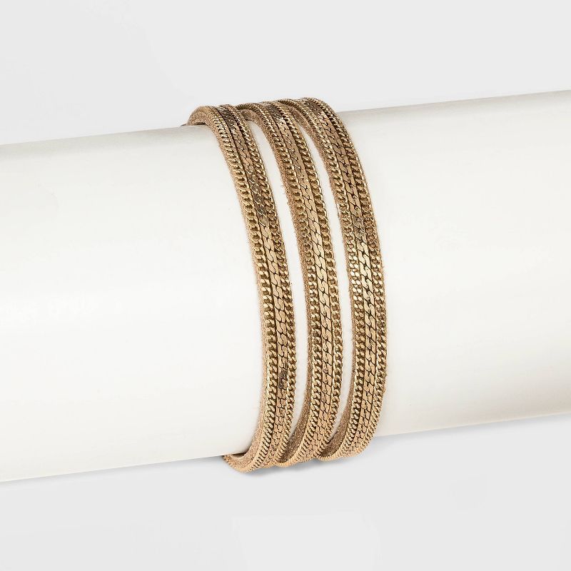Simulated Suede with Chain Overlay Magnetic Bracelet - Universal Thread™ Gold | Target