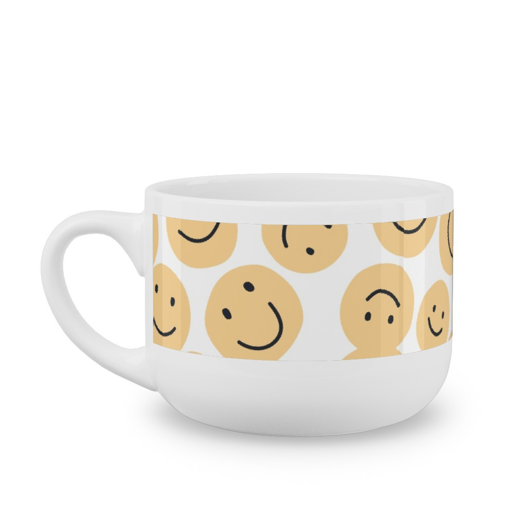 White Latte Mugs: Happy Smiley Faces - Yellow, 25oz | Shutterfly