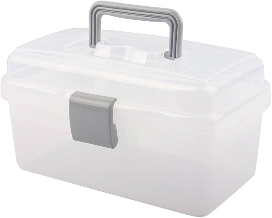 BangQiao Multipurpose Plastic Storage Container Box with Handle and Latch Lock, Clear Gray | Amazon (US)