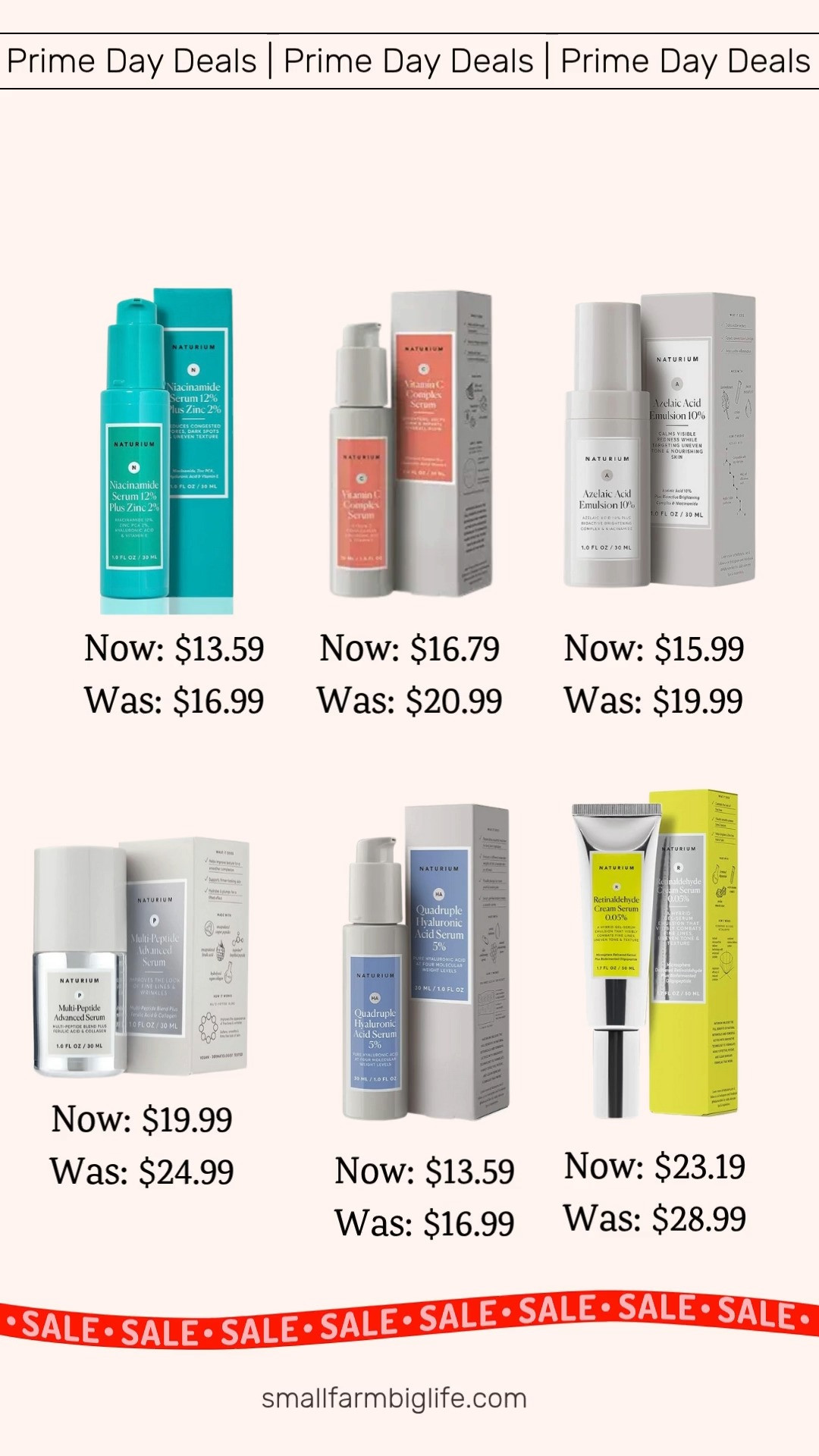 I love using Naturium's serums. I'm sure their other products that are on sale are great too, but I haven't tried them yet. 

Prime Day Deals. Sale Alert. Naturium Retinaldehyde Cream Serum 0.05%. Naturium Quadruple Hyaluronic Acid Serum 5%. Naturium Azelaic Topical Acid 10%. Naturium Vitamin C Complex Face Serum, Anti-Aging Facial Treatment. Naturium Multi-Peptide Advanced Serum, Firming & Smoothing Face Serum. Naturium Niacinamide Face Serum 12% Plus Zinc 2%. 

 #LTKOver40 #LTKSaleAlert #LTKBeauty