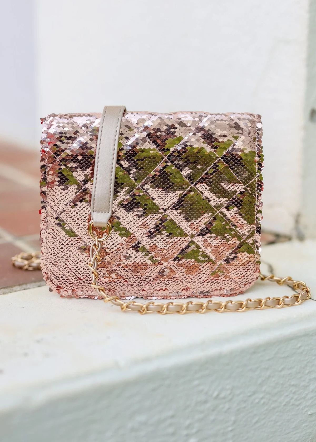 Evelyn Crossbody CHAMPAGNE SEQUIN | Caroline Hill