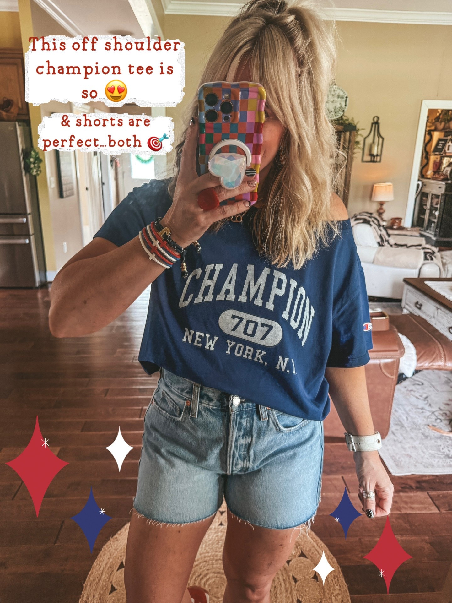 Love love this cutie off shoulder champion tee! Perfect for ballgames, running errands, gym…so cute!! I’m on a medium.

#LTKOver40