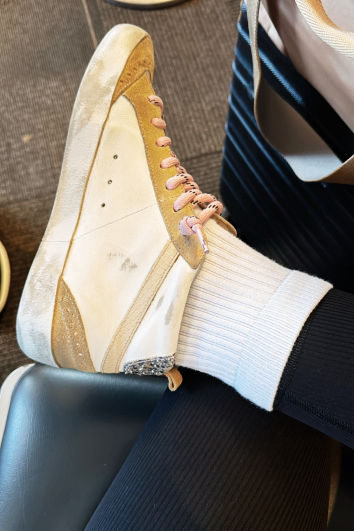 Travel #ootd- my Golden Goose are so comfy and these Stance quarter crew socks are worn daily! Leggings size 4. 

#LTKfindsunder50 #LTKtravel #LTKshoecrush