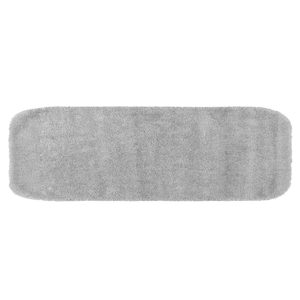 Traditional Plush Platinum Grey Washable Nylon Bathroom Rug Runner (4 Piece Set) | Bed Bath & Beyond