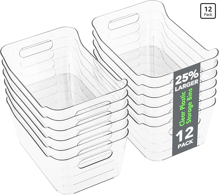 Tiawudi 12 Pack Plastic Storage Bins, Multi-Use Organizer Bins, Pantry Organizer, Clear Storage C... | Amazon (US)