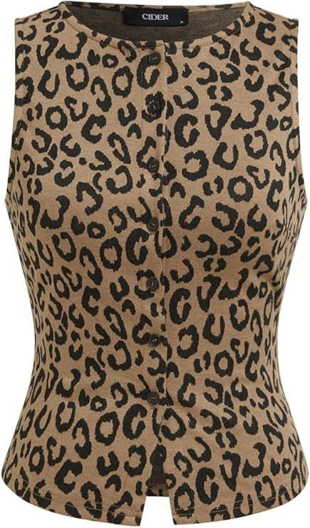 CIDER Women Button Down Tank Tops Sleeveless Ribbed Slim Fit Crop Vest Top Summer Going Out Tank ... | Amazon (US)