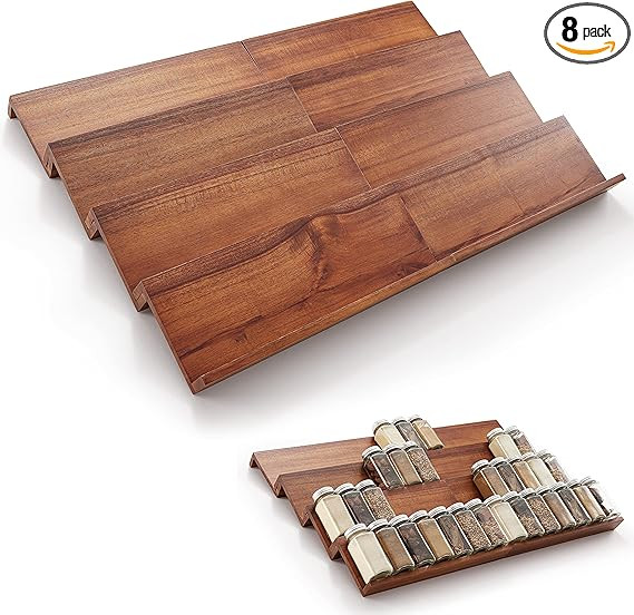 Tinamo Acacia Wooden Spice Rack Organizer for Cabinet - Spice Drawer Insert, Spice Organization f... | Amazon (US)