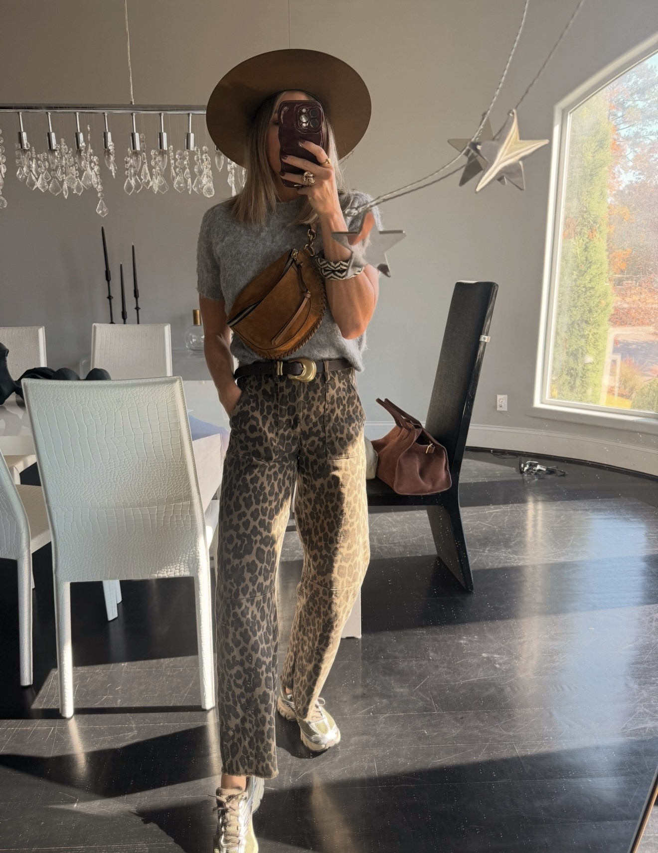 Cute and comfy Fall outfit perfect for warmer weather Thanksgiving, featuring leopard barrel jeans and a cute short sleeved sweater  

#LTKOver40 #LTKootd #LTKHoliday