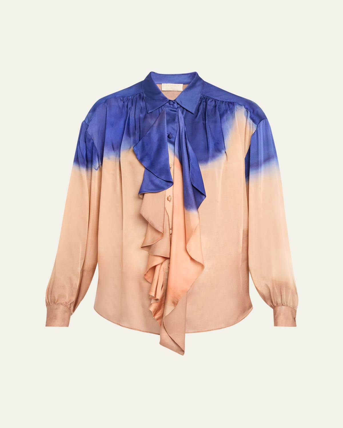 x Helen Frankenthaler Gesture Silk-Chiffon Ruffle Blouse | Bergdorf Goodman