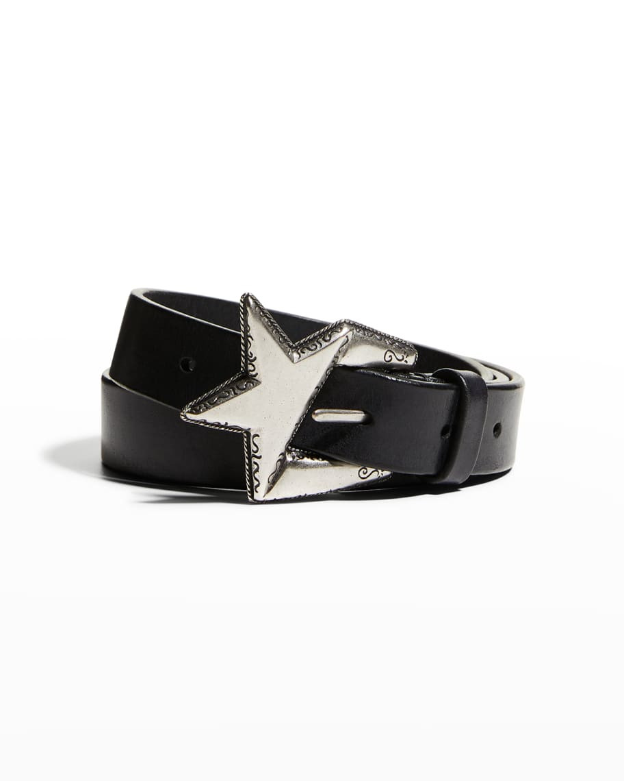 Golden Goose Signature Star Leather Belt | Neiman Marcus