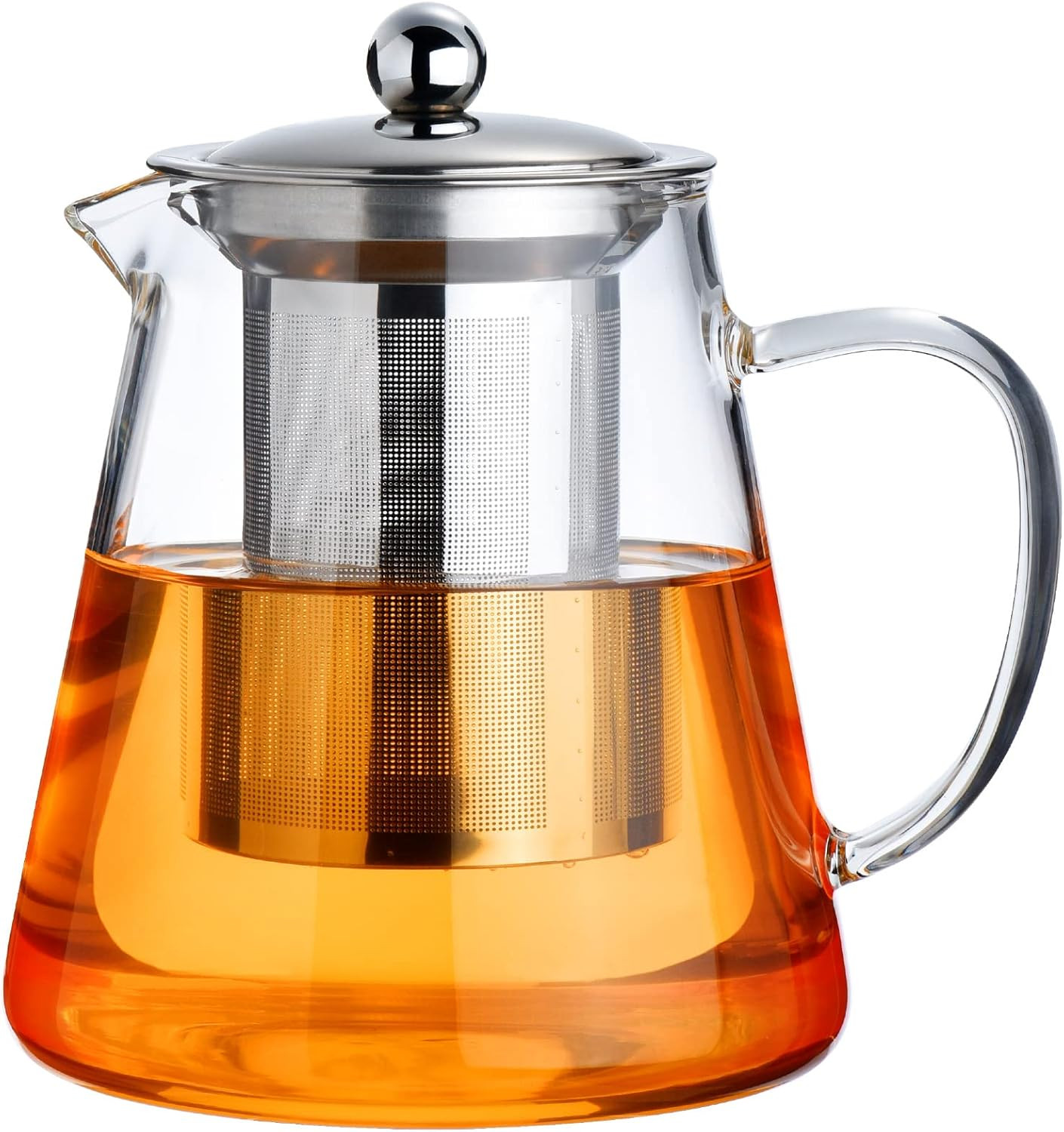 PARACITY Glass Teapot Stovetop 18.6 OZ, Borosilicate Clear Tea Kettle with Removable 18/8 Stainless Steel Infuser, Teapot Blooming and Loose Leaf Tea Maker Tea Brewer for Camping, Travel (550ML) | Amazon (US)