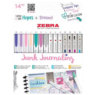 Zebra 14pk Junk Journaling Creative Writing Set Artist Markers Gifting | Target