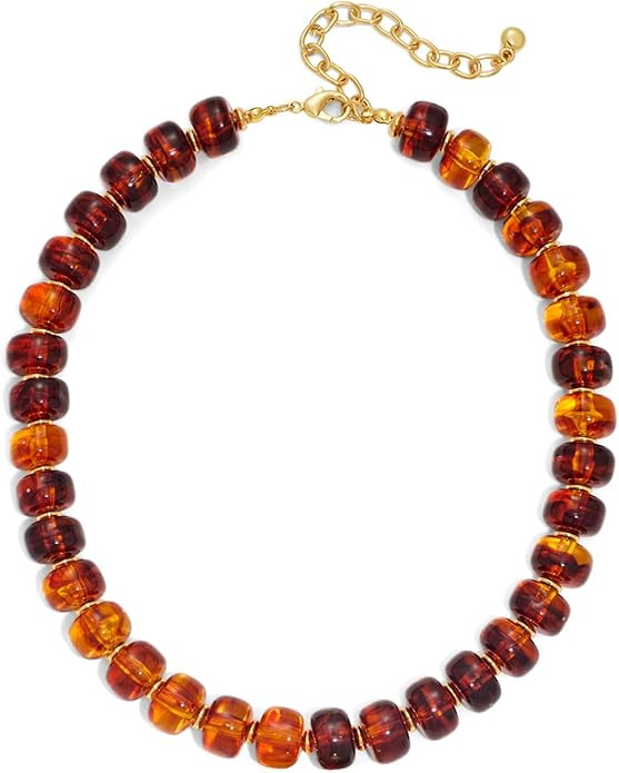 Beaded necklace for Women Boho Bead Gemstone Chunky Necklace Big Bead Necklace Fashion Trendy Sum... | Amazon (US)