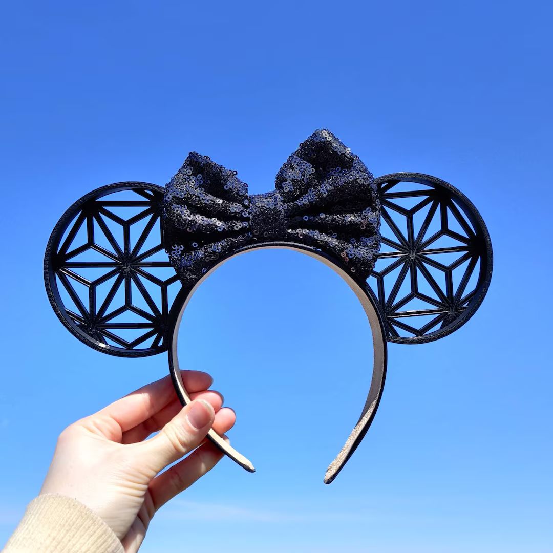 Black Epcot Mouse Ears 3D Printed Ears WDW Spaceship - Etsy | Etsy (US)