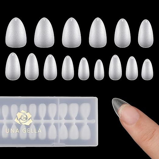 UNA GELLA Short Almond Gel Nail Tips - 360Pcs 15 Sizes Full Matte Pre-Buff Natural Look & Perfect... | Amazon (US)